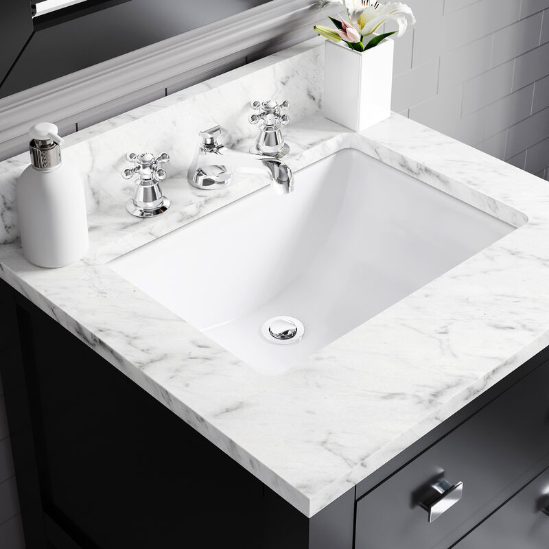 Madalyn 24 In. Single Sink Carrara White Marble Countertop Bath Vanity in Espresso