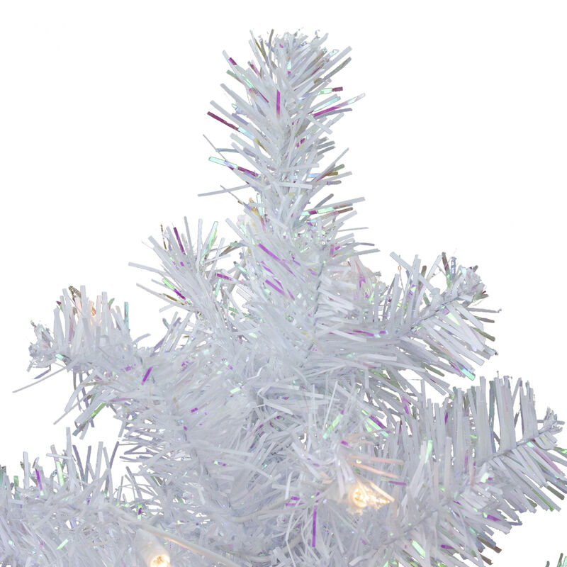 2' Pre-lit White Iridescent Pine Artificial Christmas Tree - Clear Lights