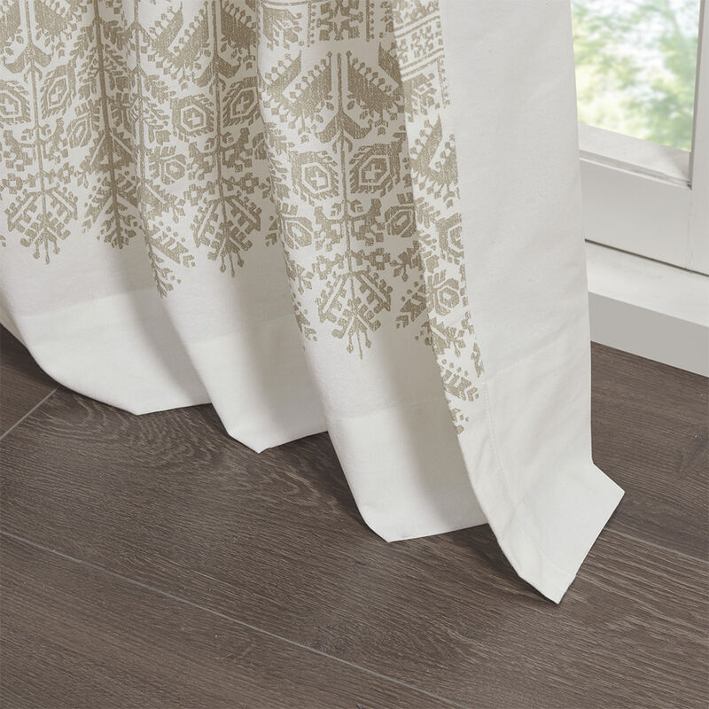 Gracie Mills Robbins Chenille-Detailed Cotton Printed Curtain Panel with Lining