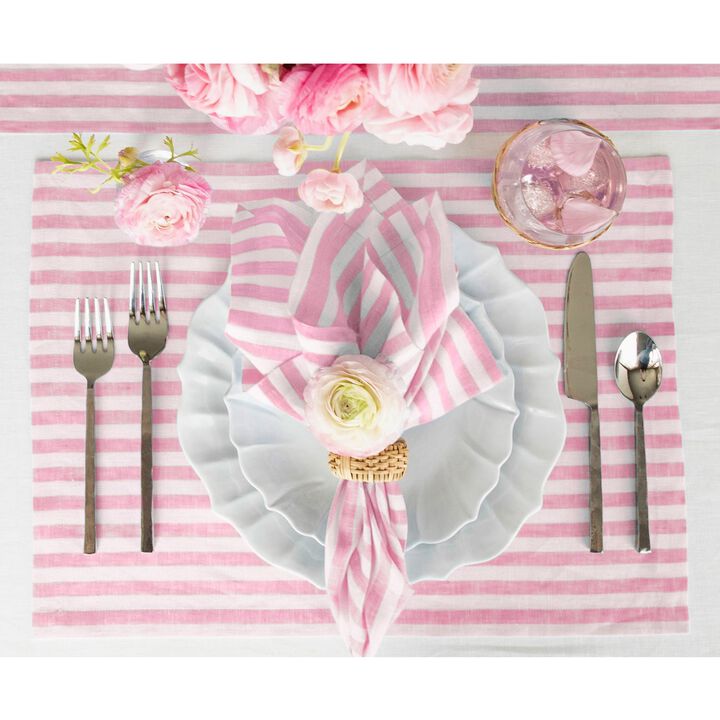 Solino Home 100% Pure Linen 14 x 19 Inch Placemats Set of 4 | Amalfi Stripe