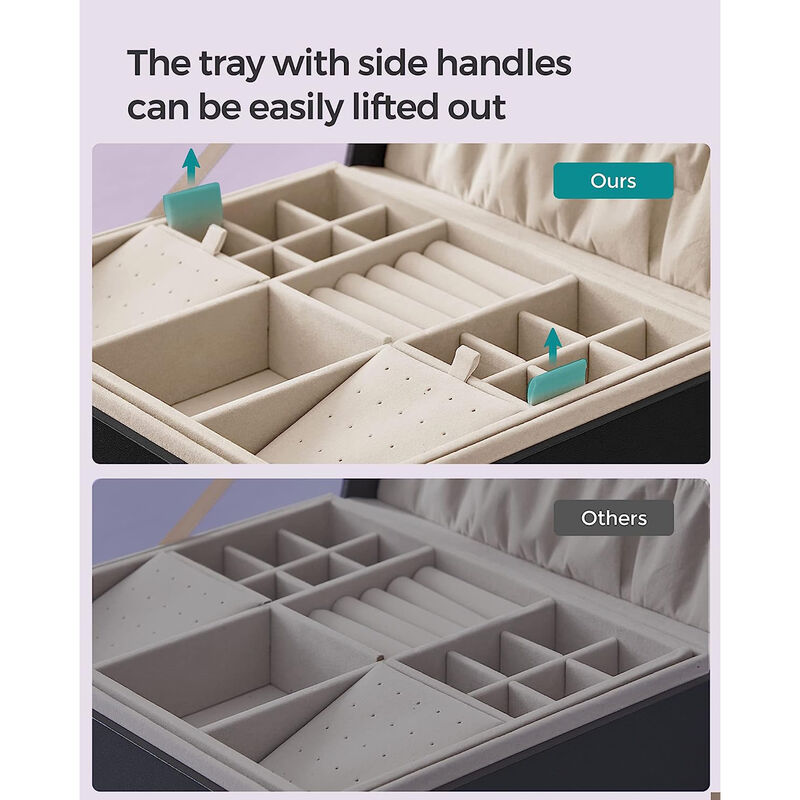 2-Layer Jewelry Box with Handle for Stylish and Portable Storage