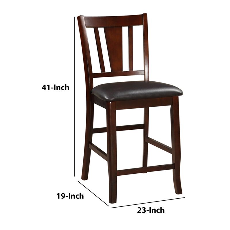 Wooden High Chair, Dark Brown & Black, Set of 2 - Benzara