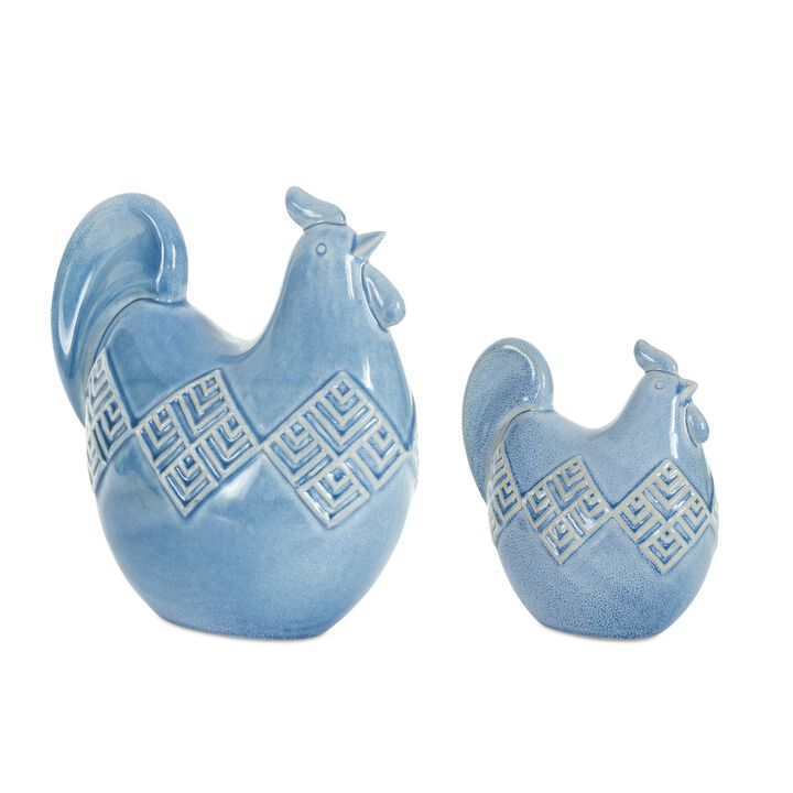 Set of 2 Decorative Chicken Statues for Garden, Yard, and Outdoor Décor