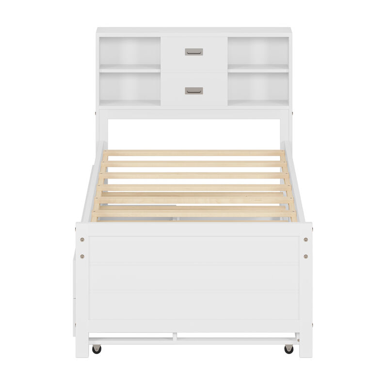 Merax Captain Bed with Storage Bookcase Headboard
