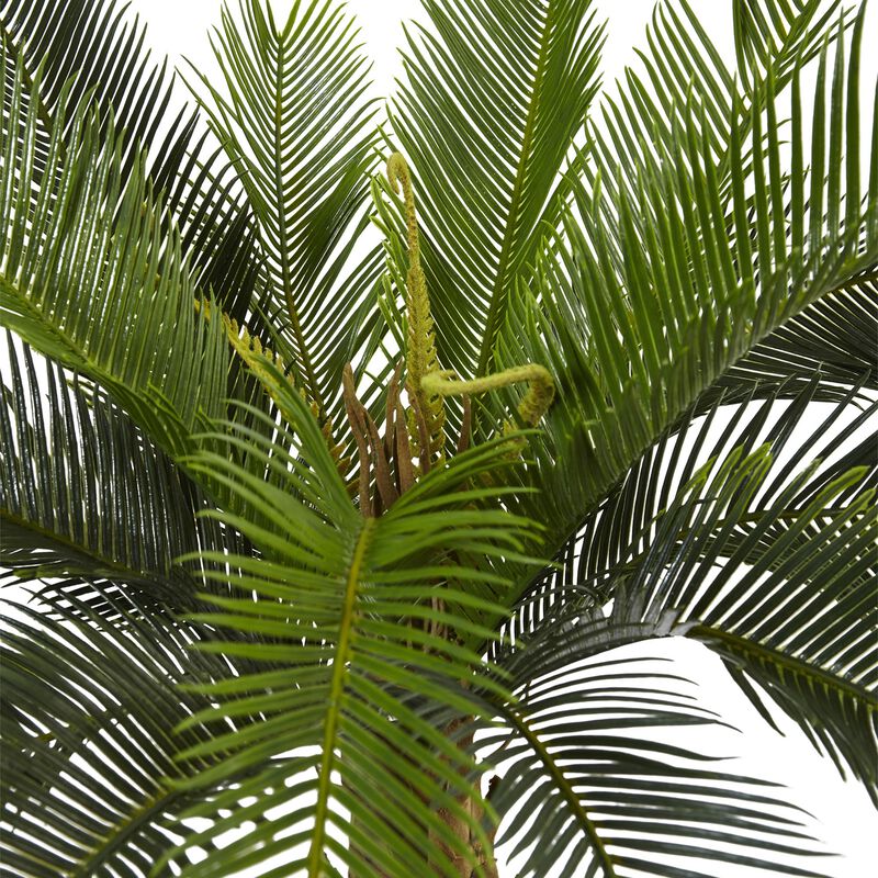 Hivvago 3 Feet Cycas Tree in Wood Planter