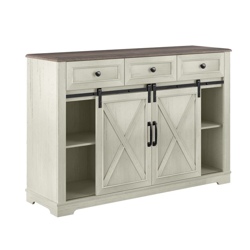 FESTIVO 54" Farmhouse Buffet Sideboard with Wine Rack & Glass Storage in Brown