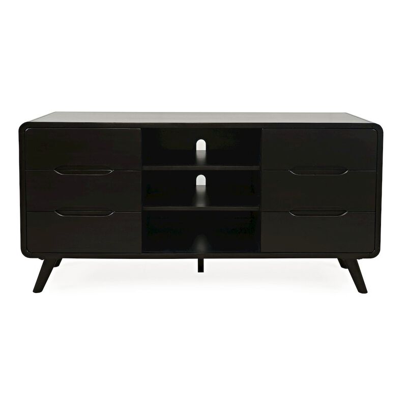 Jofran Marlowe Mid-Century Modern 64 Curved Media Console TV Stand