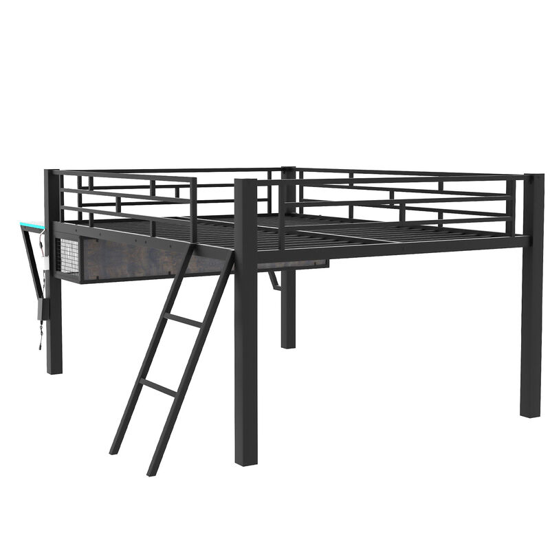 Merax Gaming Mid Loft Bed with Desk