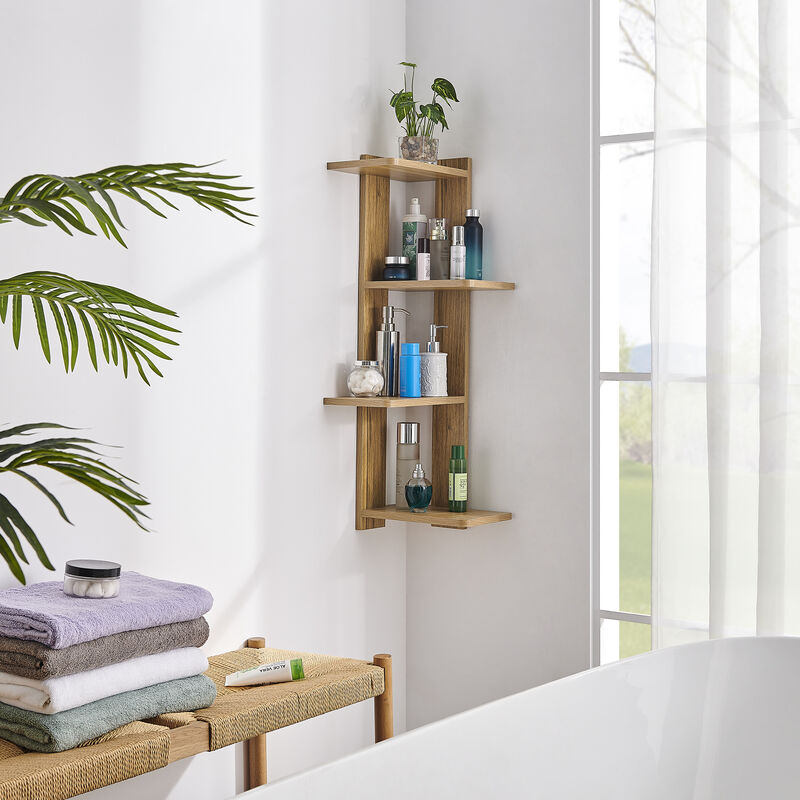 Alvar Corner 4-Tier Floating Ledge Column Wall Shelf
