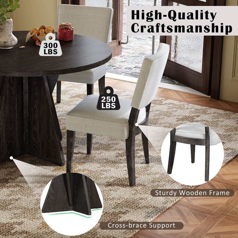 Merax Retro 5-Piece Round Dining Table Chairs Set
