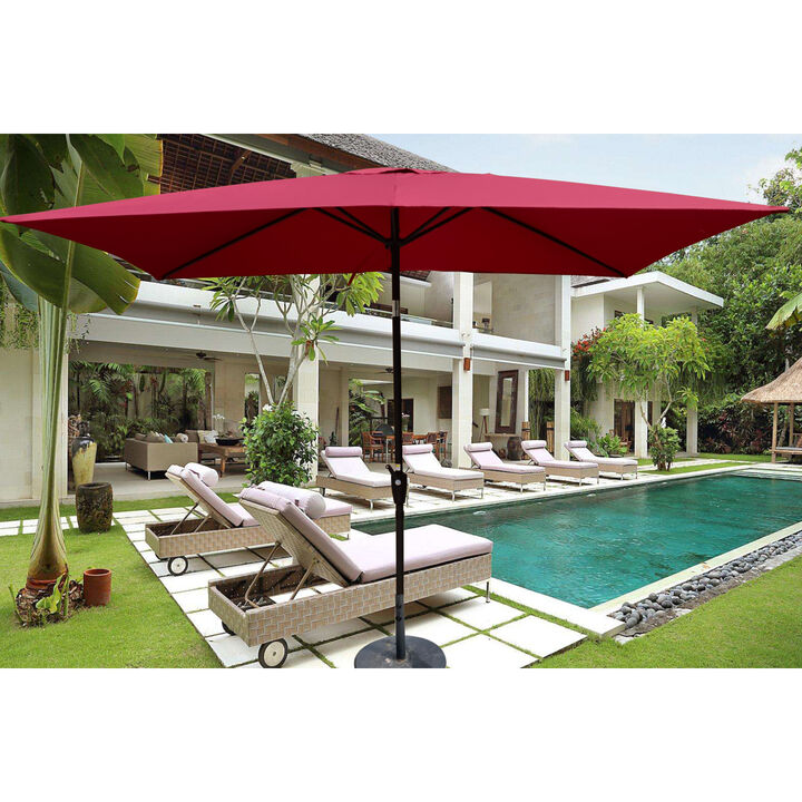 6 X 9FT Patio Umbrella Outdoor Waterproof Umbrella With Crank And Push Button Tilt
