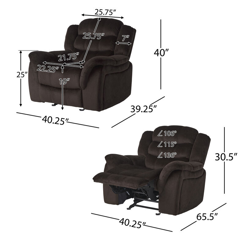 Merax Classic Design Plush Fabric Glider Recliner Chair
