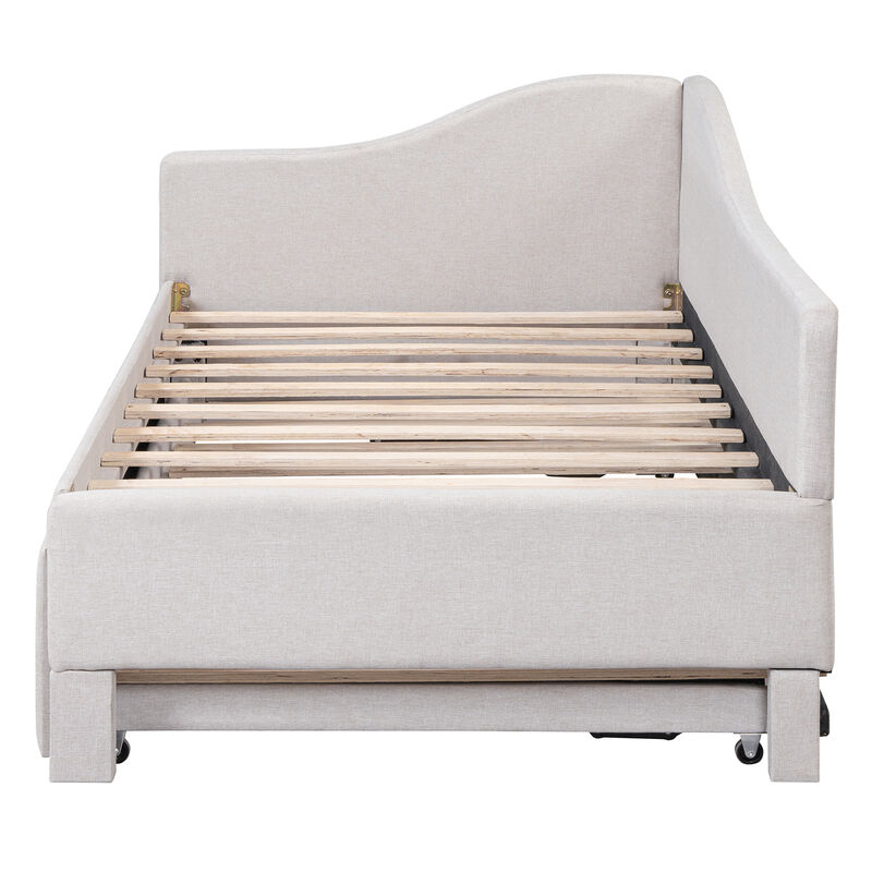 Merax Upholstered L-Shaped Daybed with Pop Up Trundle