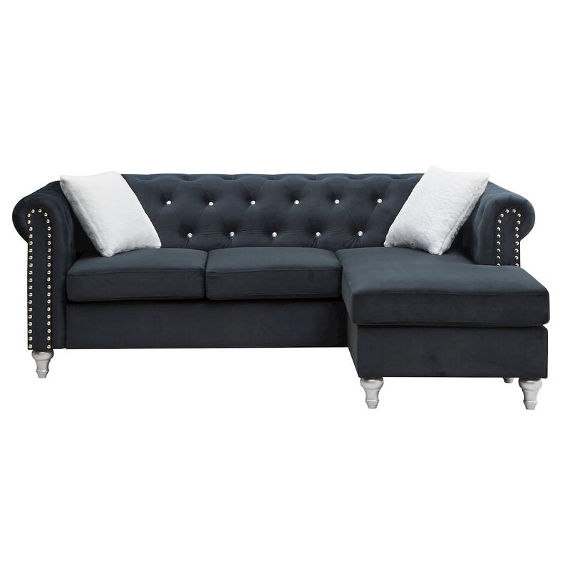 Glory Furniture Raisa Sofa Chaise in Black Color