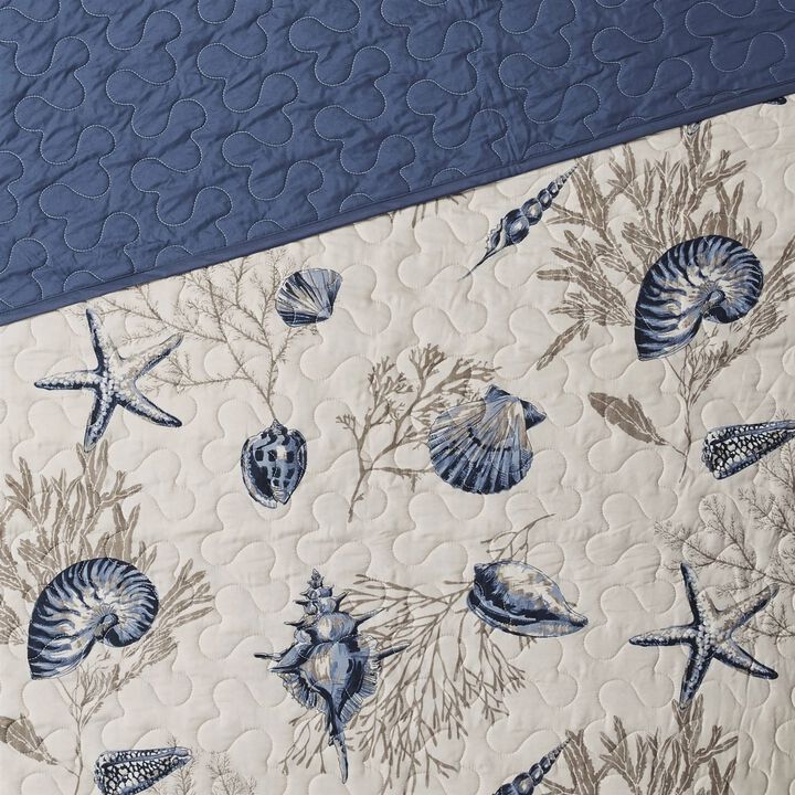 Coastal 6-Piece Reversible Daybed Cover Set – Nautical Sea Shells & Coral Print