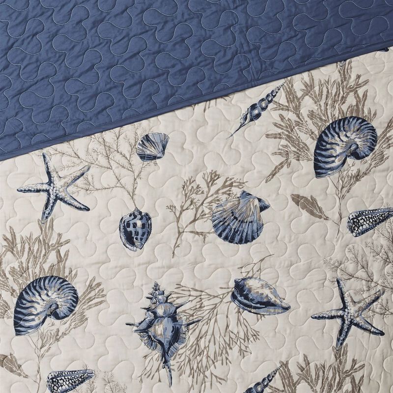 Coastal 6-Piece Reversible Daybed Cover Set – Nautical Sea Shells & Coral Print