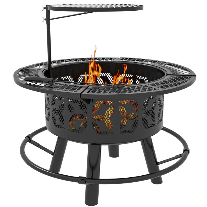 Streamdale Ultimate Fire Pit Warmth, Grilling, and Convenient Storage