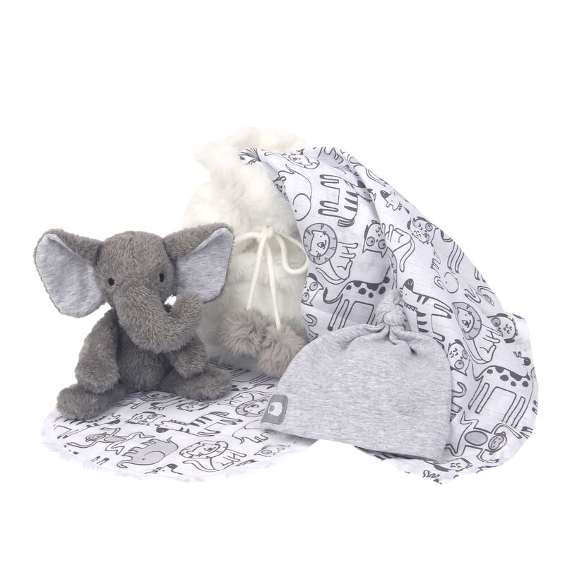 5 Piece Gray/White Luxury Soft Baby Gift Bag for Infant/Newborn
