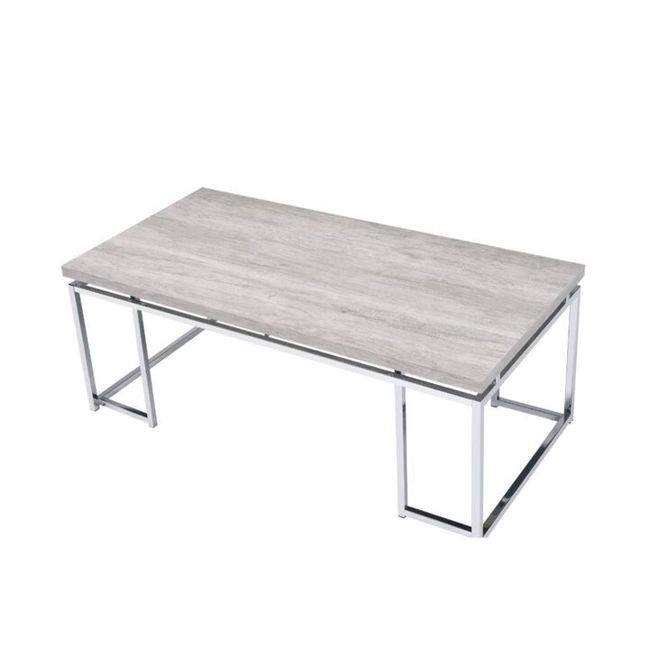 Coffee Table, Natural Oak & Chrome