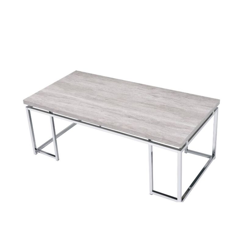 Coffee Table, Natural Oak & Chrome
