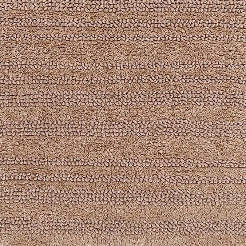 Knightsbridge Luscious Textured Striped All Season Soft Plush Cotton Reversible & Soft Bath Rug 17" X 24" Natural