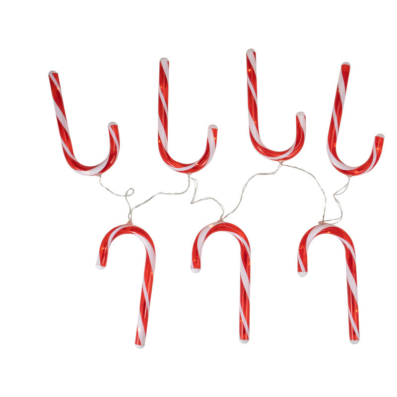 7ct Red and White Candy Cane Christmas Lights - 4.5ft Clear Wire