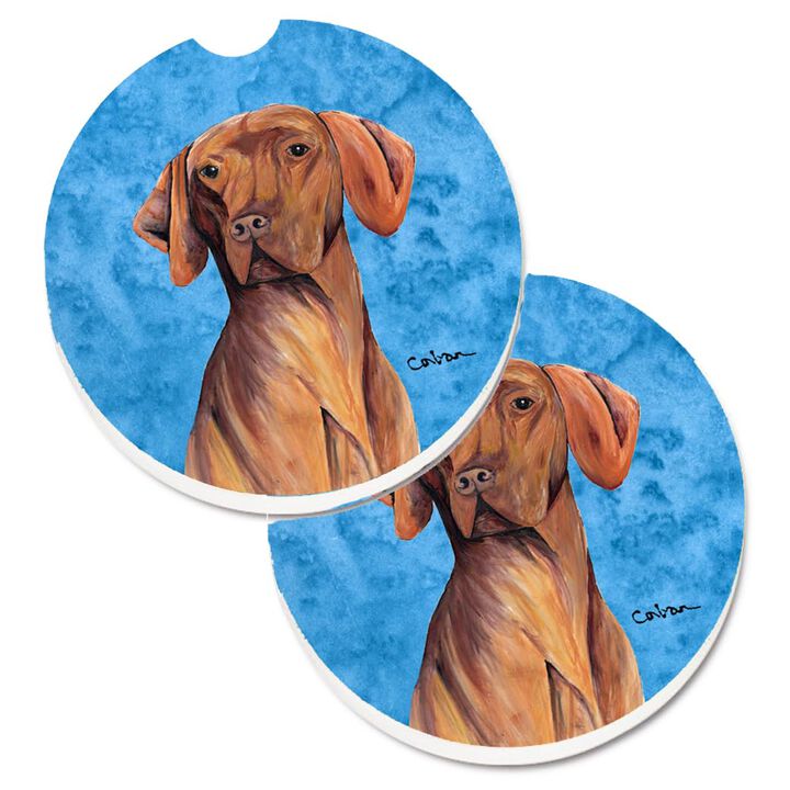 Caroline's Treasures Blue Vizsla Set of 2 Cup Holder Car Coasters SC9132BUCARC, 2.56, Multicolor