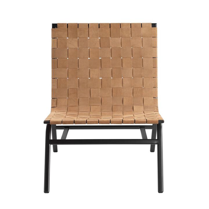 Comfort Pointe Cavett Woven Brown Leather Accent Chair