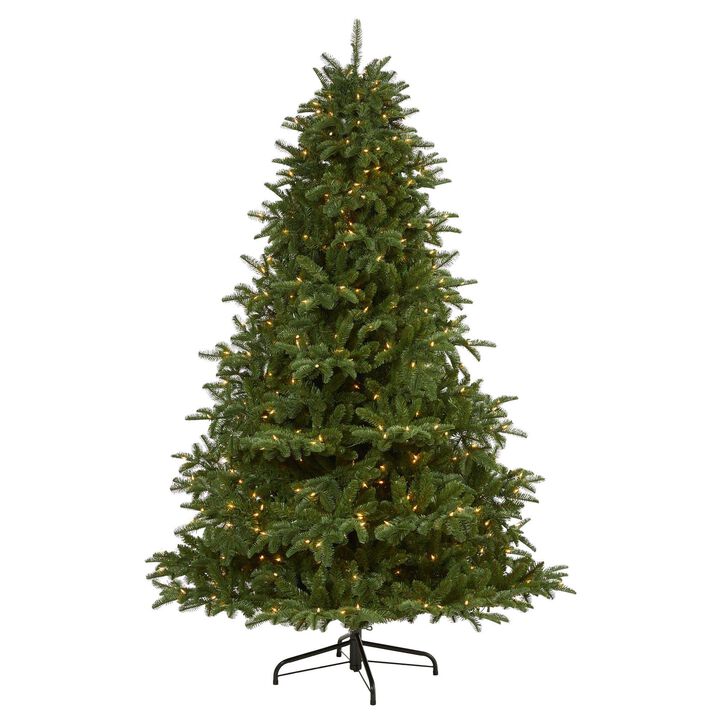 Nearly Natural 7-ft South Carolina Spruce Artificial Christmas Tree with 500 White Warm Lights and 2644 Bendable Branches