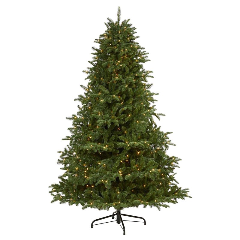 Nearly Natural 7-ft South Carolina Spruce Artificial Christmas Tree with 500 White Warm Lights and 2644 Bendable Branches