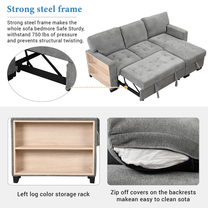 Merax Modern Chaise Lounge Sectional Sofa with Storage