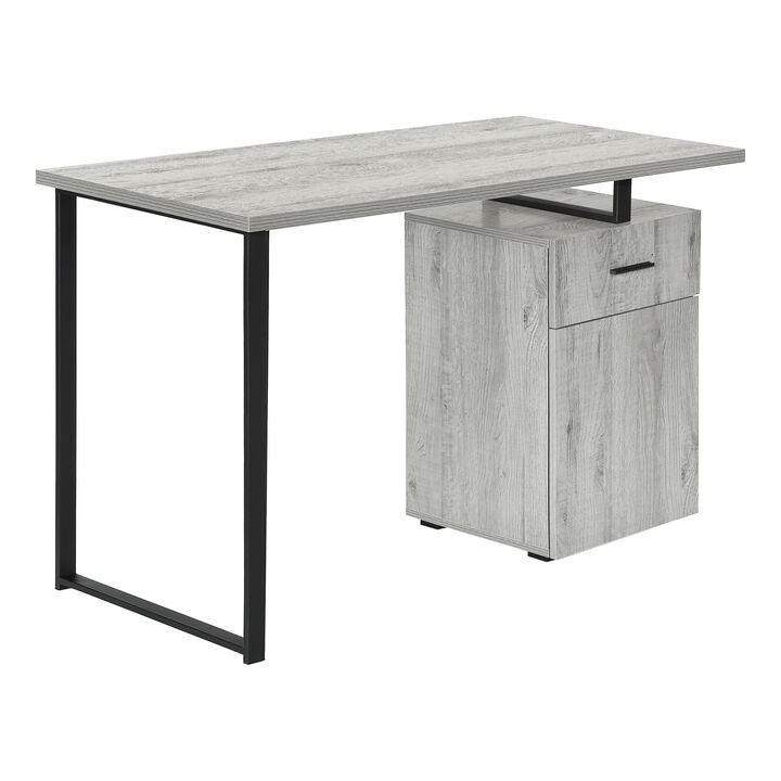 Monarch Specialties I 7763 Computer Desk, Home Office, Laptop, Left, Right Set-up, Storage Drawers, 48"L, Work, Metal, Laminate, Grey, Black, Contemporary, Modern