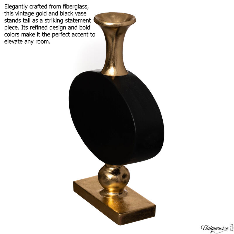 32 Inch Gold and Black Tall Floor Vase