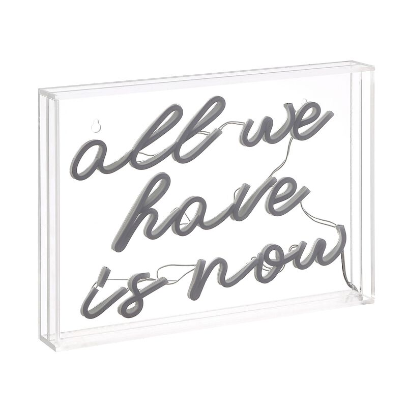 All We Have Is Now 14" X 10" Contemporary Glam Acrylic Box USB Operated LED Neon Light
