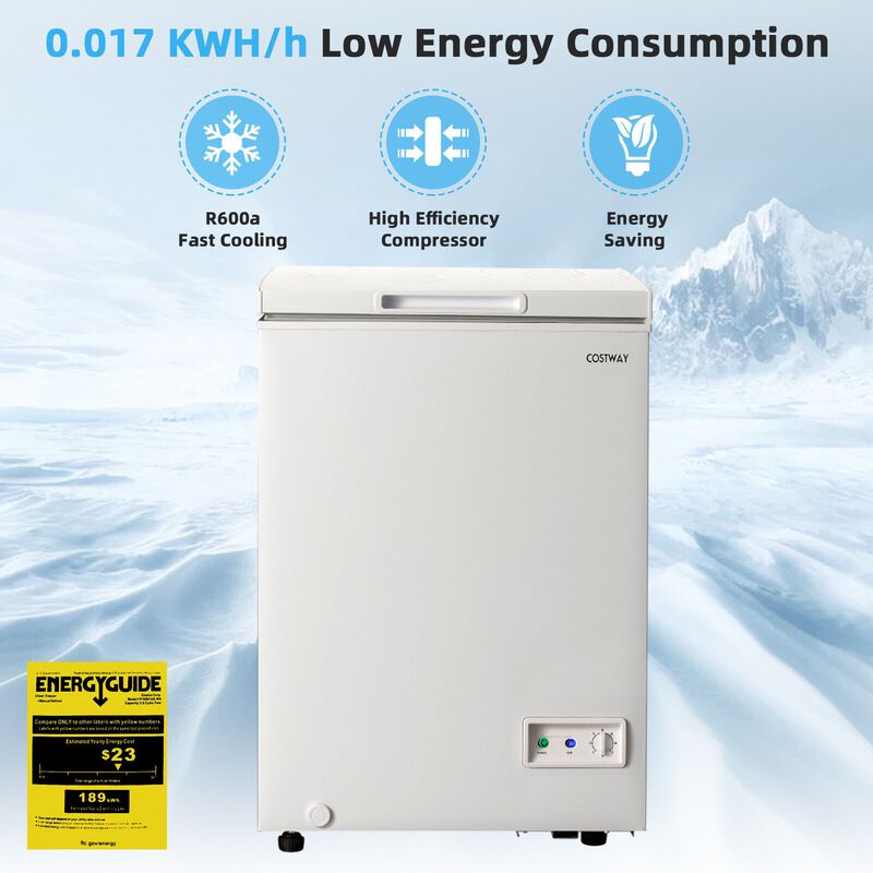 Compact Chest Freezer with Removable Storage Basket