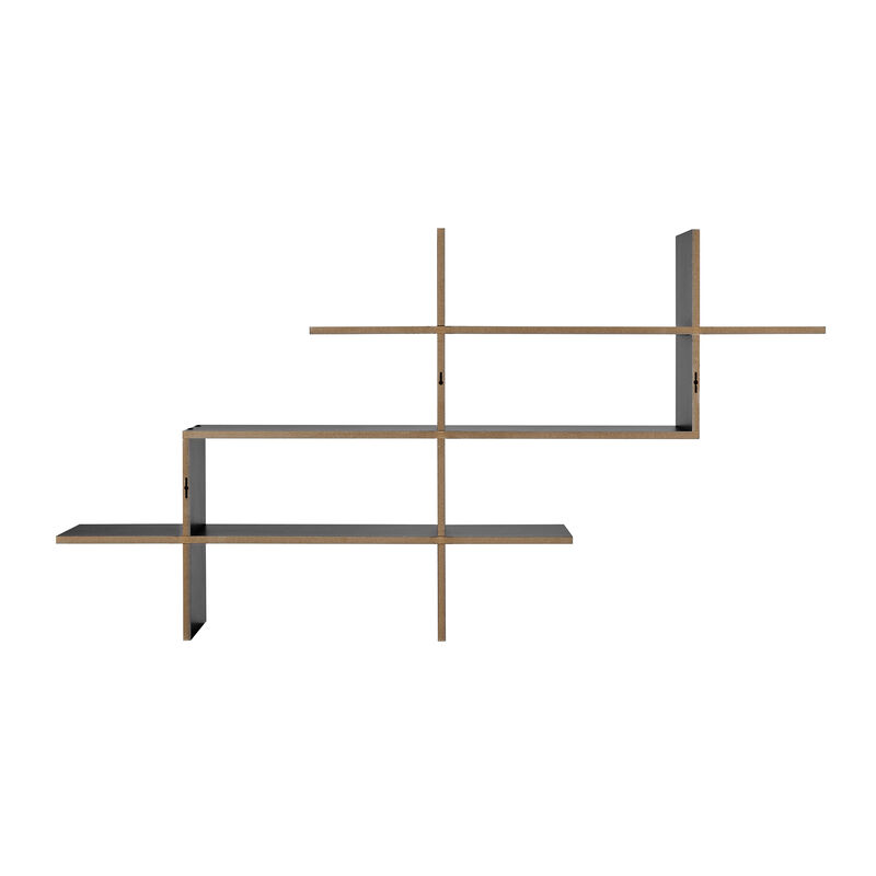3-Tier Rustic Hanging Wall Mount Floating Ladder Accent Shelf with Criss Cross Asymmetrical Modern Design