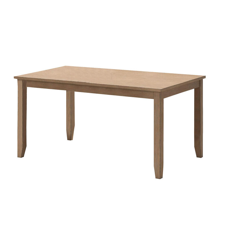 Sky Dining Set, Rectangular Table, 6 Polyester Upholstered Chairs, Brown - Benzara