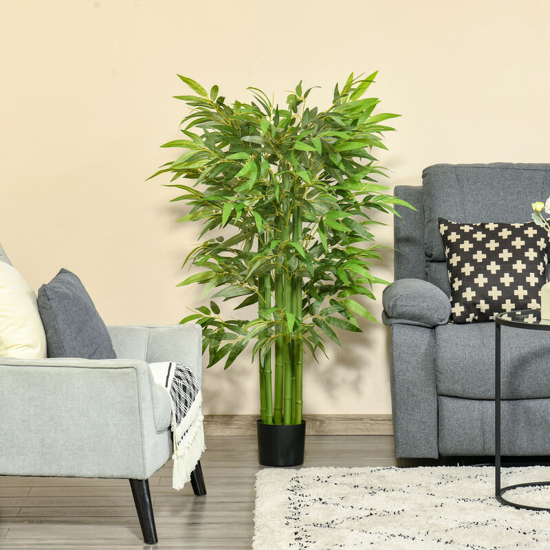 4.5' Artificial Bamboo Tree Fake Potted Decorative Plant w/ 336 Realistic Leaves