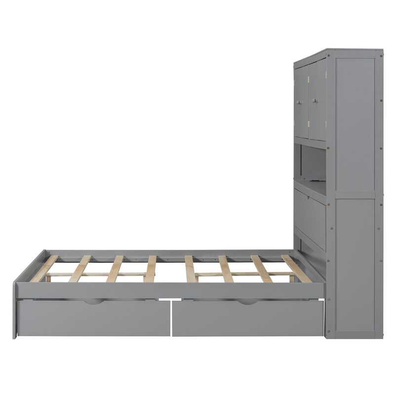 Merax Platform Bed with USB and Storage Headboard