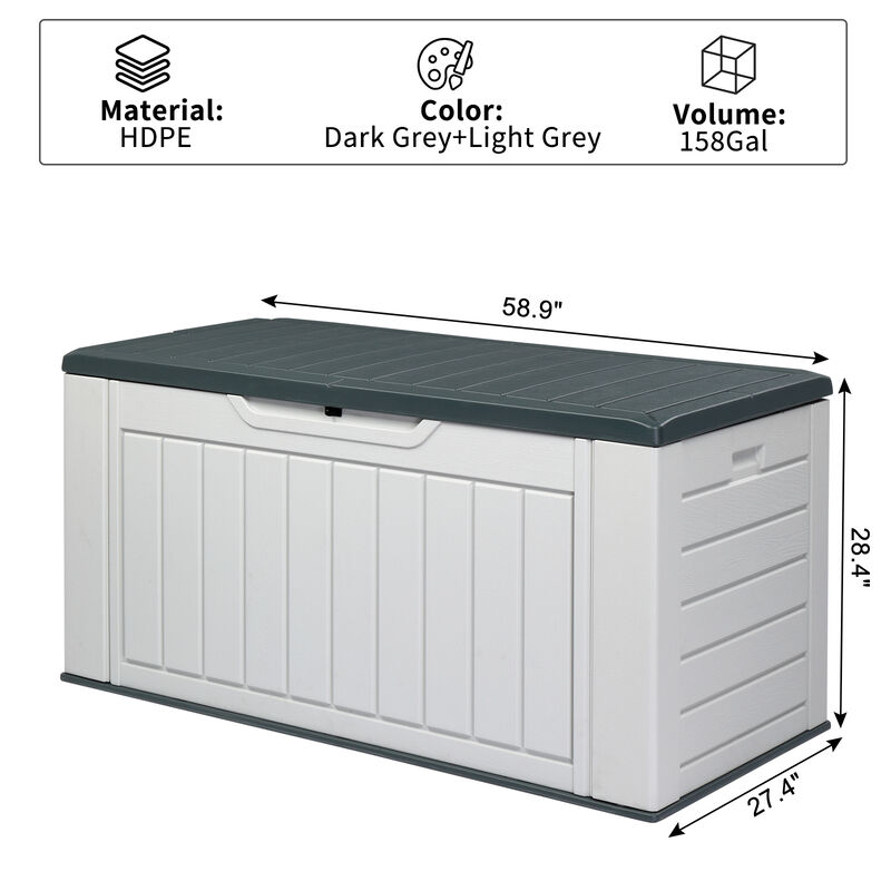 Weather-Resistant 158-Gallon Resin Deck Box for Outdoor Storage