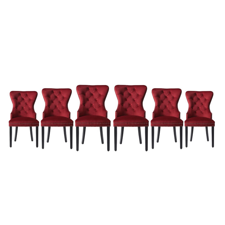WestinTrends Velvet Upholstered Tufted Dining Chairs (Set of 6)