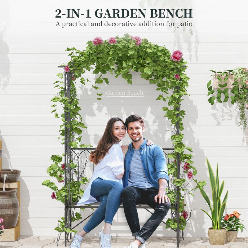 Compact Garden Gateway: 19.75" Metal Arbor with Bench for Backyards