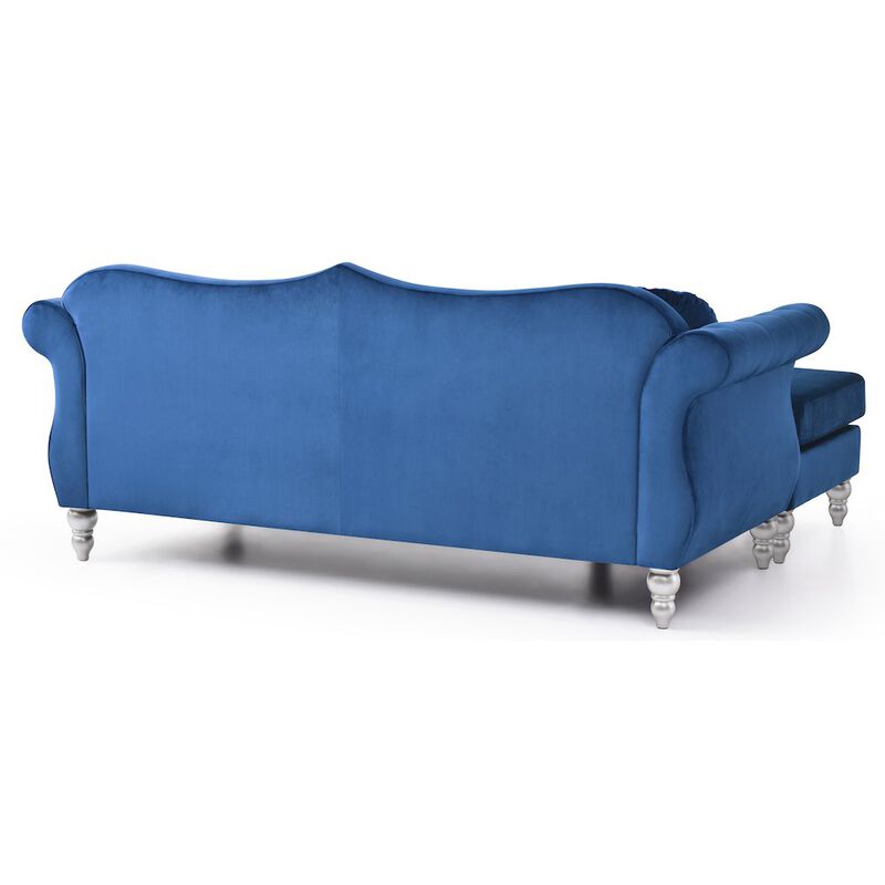 Glory Furniture Hollywood Sofa Chaise in Navy Blue Color