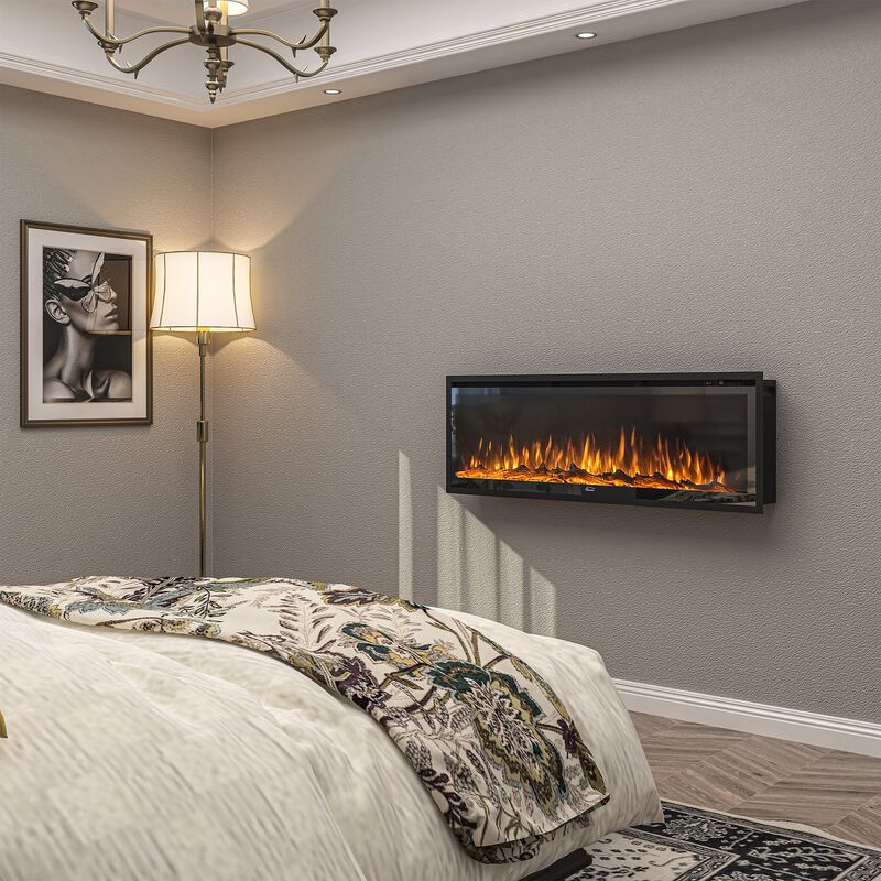 MONDAWE 50" Recessed Wall-mounted Freestanding Electric Fireplace with Remote Control