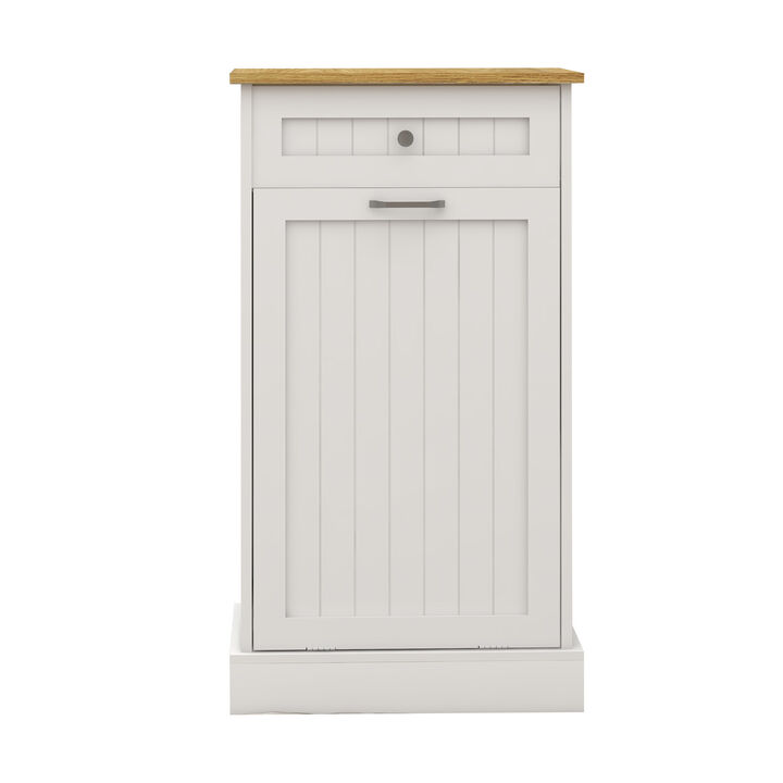 19.68 in. W x 13.77 in. D x 35.62 in. H Ready to Assemble Trash Can Kitchen Cabinet