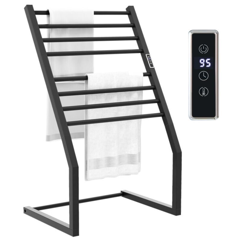 Hivvago 8 Bars Freestanding Wall Mounted Towel Warmer Rack with LED Display