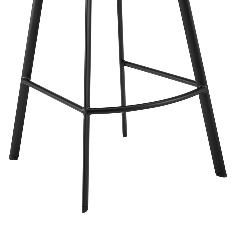 Carise Gray Faux Leather and Black Metal Swivel Bar Stool