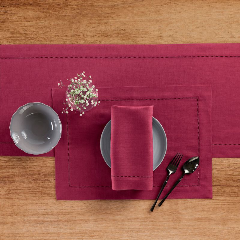 Solino Home 100% Pure Linen Table Runner | Classic Hemstitch for Thanksgiving, Christmas