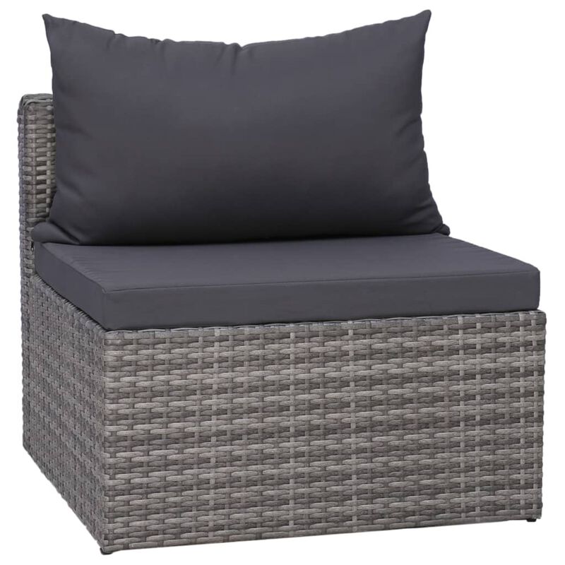 vidaXL 3 Piece Garden Sofa Set with Cushions Gray Poly Rattan