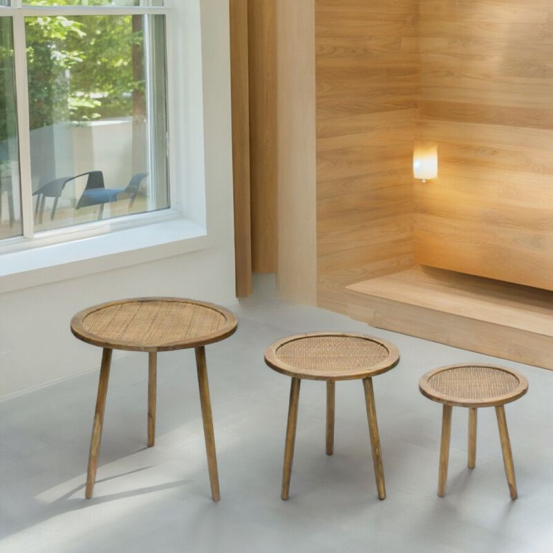 Accent Table (Set of 3) 16"D x 16"H, 20"D x 20"H, 24"D x 24"H Wood